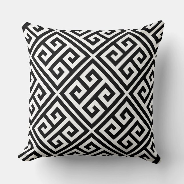 Coussin Carreau grec de motif principal dans noir et le (Recto)