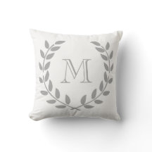 Carreau gris de monogramme de guirlande de laurier