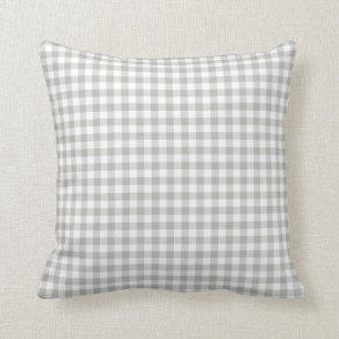 Coussin Carreau gris de motif de guingan de glacier