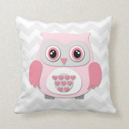 Coussin Carreau gris rose de crèche de hibou