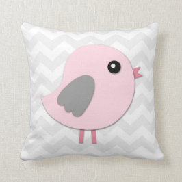 Coussin Carreau gris rose de crèche d'oiseau