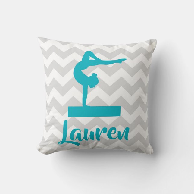 Coussin Carreau gris turquoise de gymnastique (Recto)