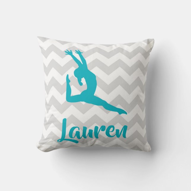 Coussin Carreau gris turquoise de gymnastique (Recto)