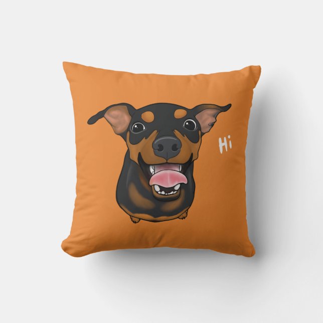 Coussin Carreau heureux de Pinscher miniature de Pin de (Recto)