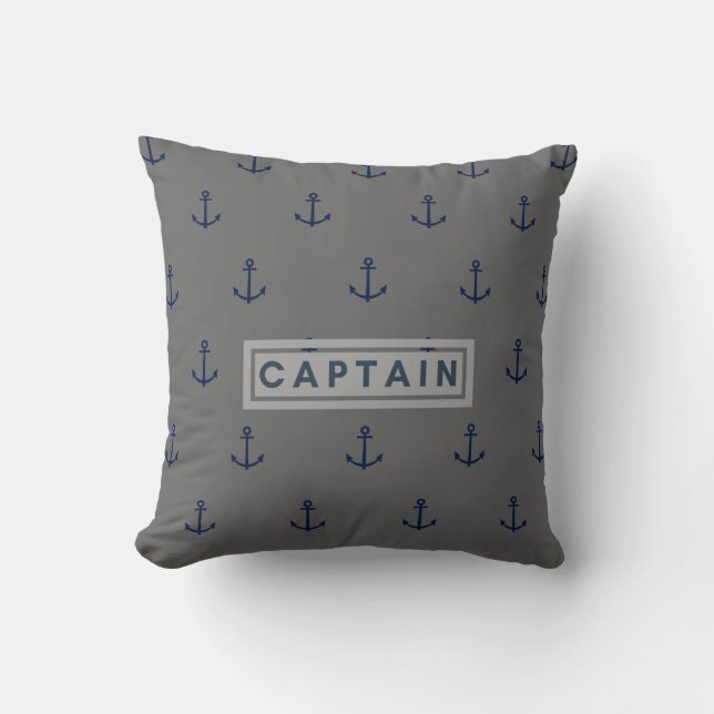 Coussin Carreau imprimé de capitaine Ancle partout (Recto)