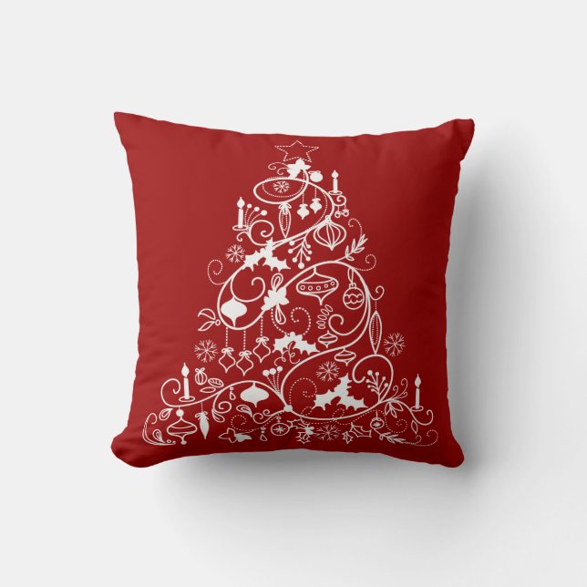 Coussin Carreau lunatique de vacances d'arbre de Noël (Recto)