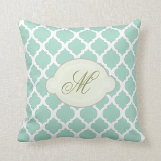 Coussin Carreau marocain vert et blanc en bon état