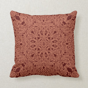 Coussin Carreau marron. Conception psychédélique florale