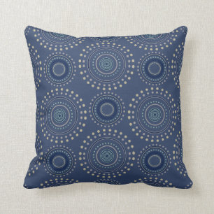 Coussin Carreau - médaillons de Boho (bleus)