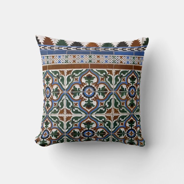 Coussin Carreau méditerranéen de motif de tuile (Recto)