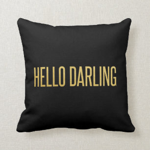 Coussin Carreau moderne chéri de feuille d'or bonjour