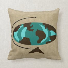 Coussin Carreau moderne d'art de globe de la moitié du