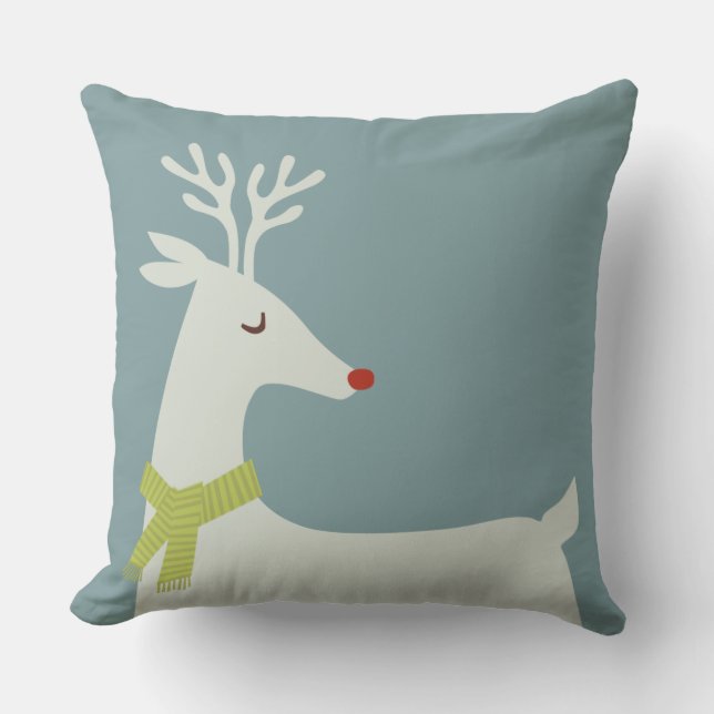 Coussin Carreau moderne de vacances de renne (Recto)