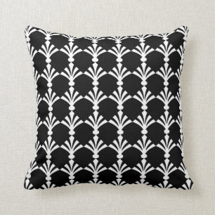 Coussin Carreau moderne noir et blanc d'art déco