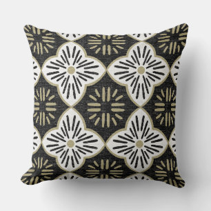 Coussin Carreau motif graphique casablanca en noir et blan