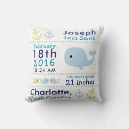 Coussin Carreau nautique de crèche de baleine de stat de