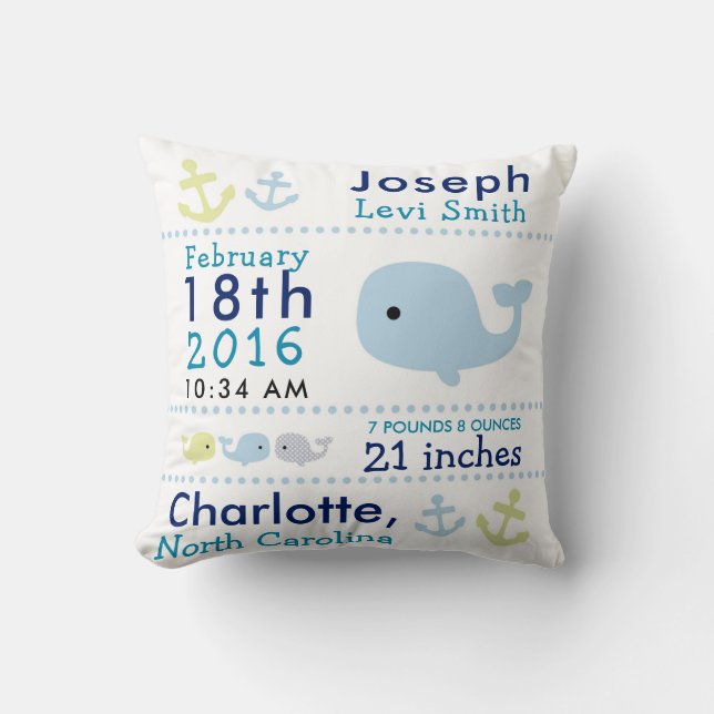 Coussin Carreau nautique de crèche de baleine de stat de (Recto)