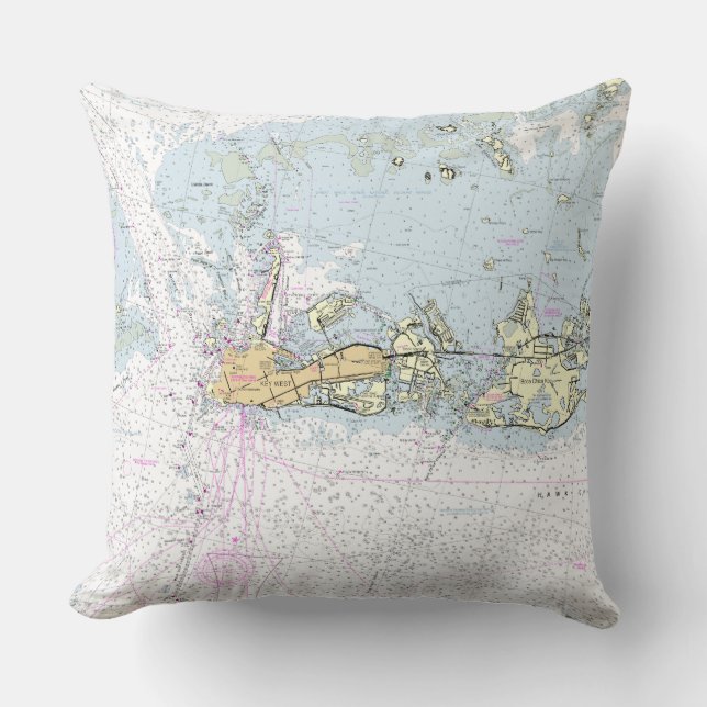 Coussin Carreau nautique de diagramme de Key West (Recto)