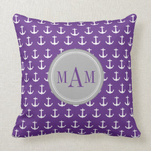 Coussin Carreau nautique pourpre de monogramme