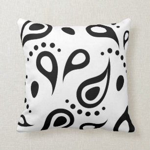 Coussin Carreau noir et blanc de Paisley