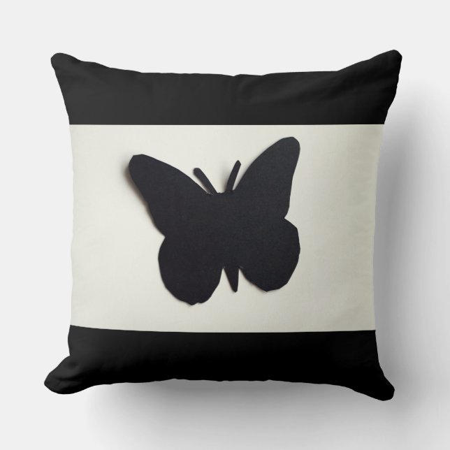 COUSSIN CARREAU NOIR ET BLANC DE PAPILLON (Recto)