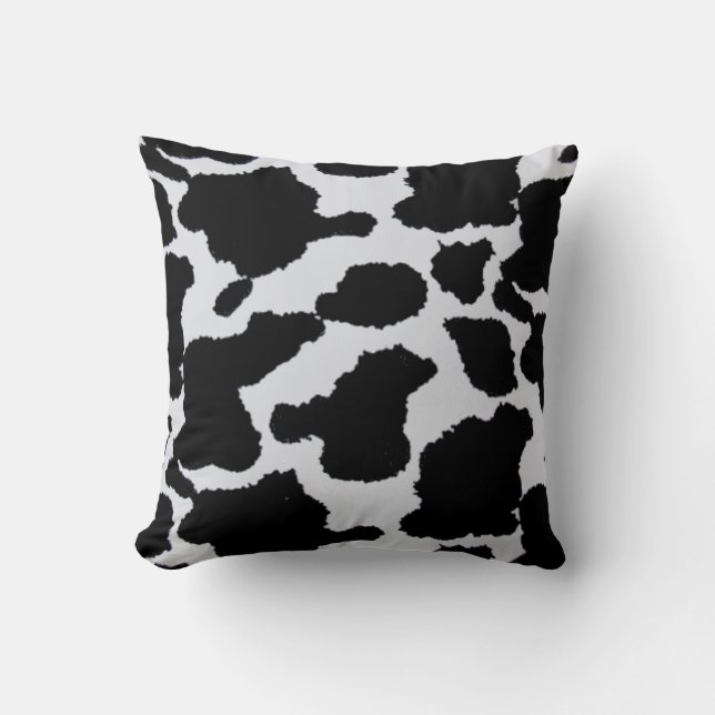 Coussin carreau noir et blanc de peau de vache (Recto)