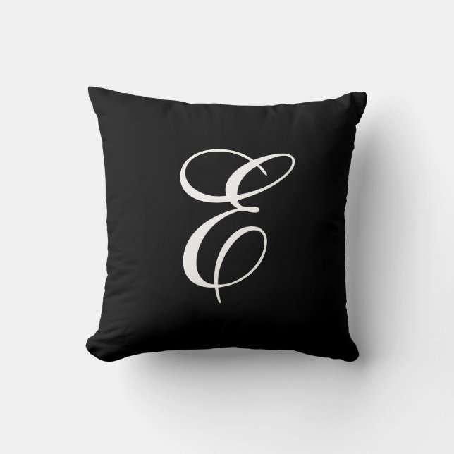 Coussin Carreau noir et blanc élégant de monogramme (Recto)