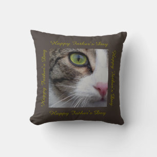 Coussin Carreau observé sauvage de chat - fête des pères
