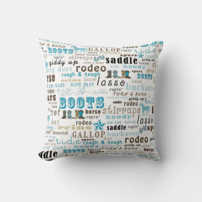 Coussin Carreau occidental de MoJo de turquoise d'art de (Recto)