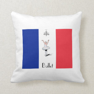 Coussin Carreau orienté de drapeau français de ballet de