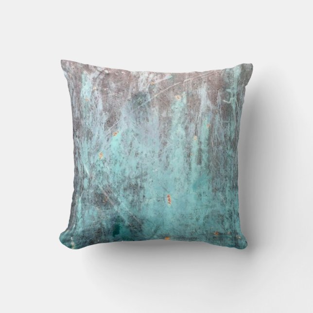 Coussin Carreau patiné en métal de turquoise (Recto)
