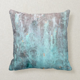 Coussin Carreau patiné en métal de turquoise