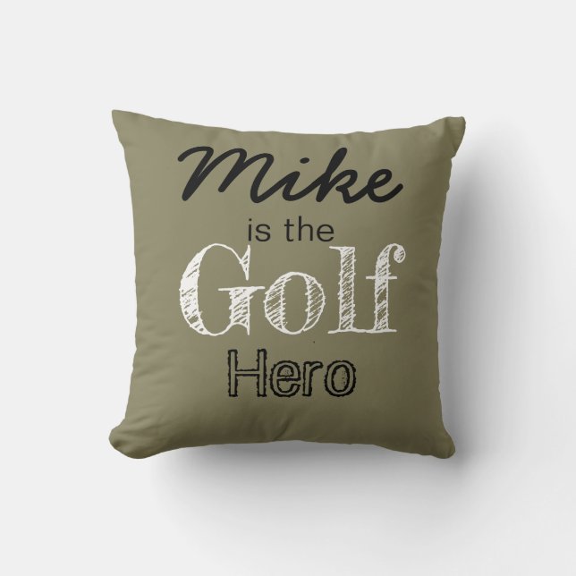 Coussin Carreau personnalisé de héros de golf (Recto)