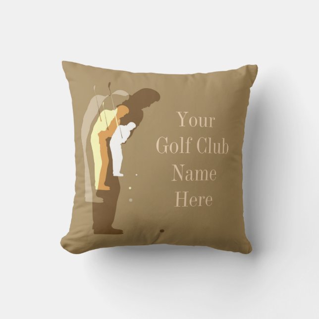 Coussin Carreau personnalisé d'or de pavillion de golf (Recto)