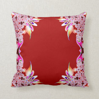Coussin Carreau plumeux abstrait de rouge