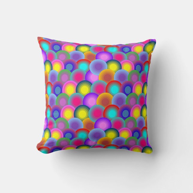 Coussin Carreau psychédélique de cercles (Recto)