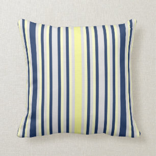 Coussin Carreau rayé bleu et jaune