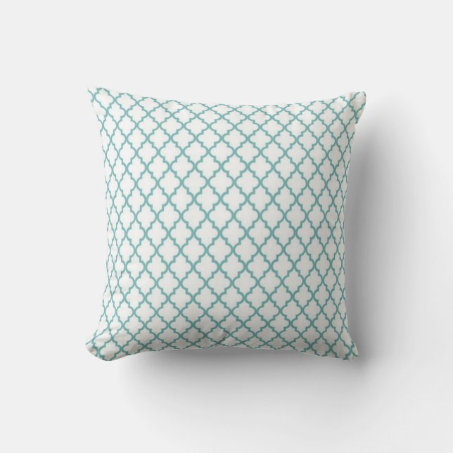 Coussin Carreau rayé et marocain de Teal de tuile (Recto)