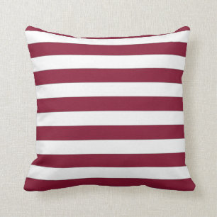 Coussin Carreau rayé marron et blanc