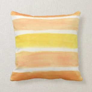 Coussin Carreau rayé orange et blanc