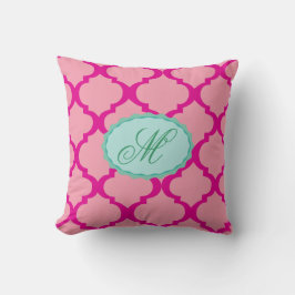 Coussin Carreau rose de monogramme