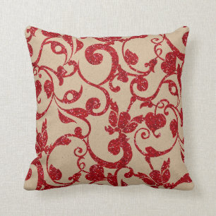 Coussin Carreau rouge et beige