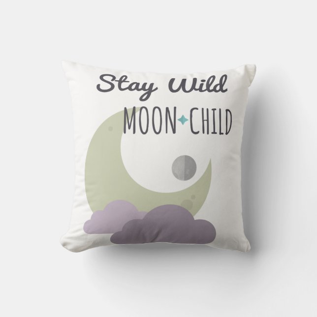 Coussin Carreau - séjour sauvage, enfant de lune - décor à (Recto)