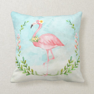 Coussin Carreau tropical de Flamant rose