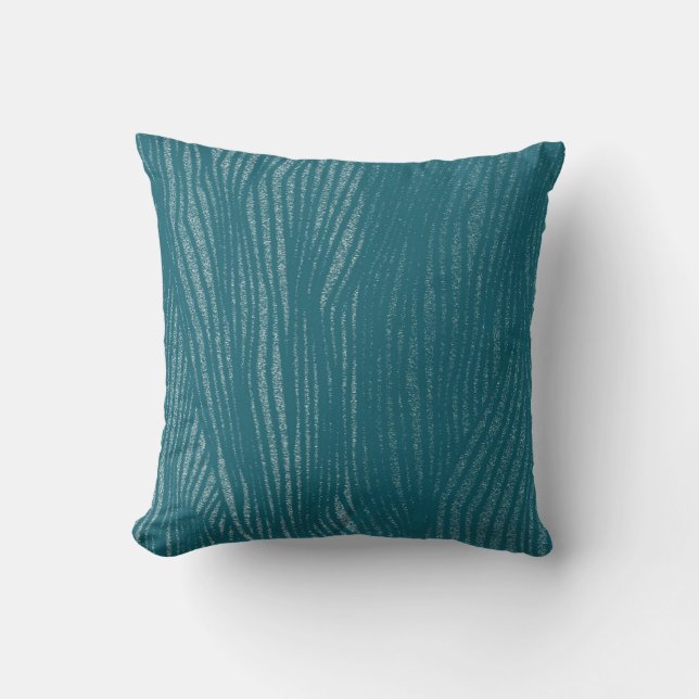 Coussin Carreau turquoise chic de motif de rayure (Recto)