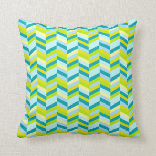 Coussin Carreau turquoise de jaune de chaux d'aqua de