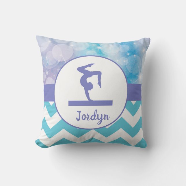 Coussin Carreau turquoise pourpre de gymnastique d'Aqua (Recto)
