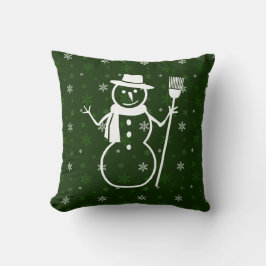 Coussin Carreau vert de bonhomme de neige