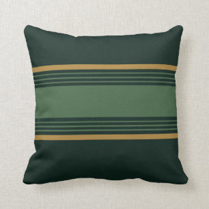 Coussin Carreau/vert et rayures d'or