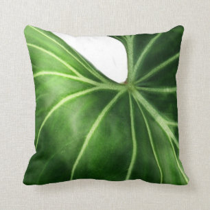 Coussin Carreau vert tropical de feuille